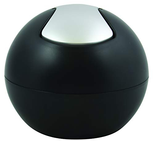 Spirella Cestino da Bagno, Contenitore per Cosmetici, 1 litro, Finitura Lucida o Opaca, con Coperchio Basculante, Cestino da Tavolo, Nero Opaco