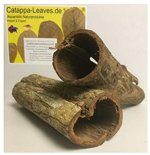2 Höhlen Seemandelbaumrinde ca. Ø 4-6cm x 20 cm lang (+/- 5cm ca. 200 Gramm)