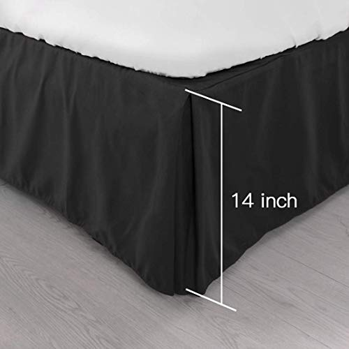 Gefalteter Bettrock auf Plattform Easy Care-Serie Perkal-Bettlaken mit 200 Fadenzahl Leintuch mit Faltenvolant (Schwarz, Super King 183cm x 200cm + 39cm Drop)