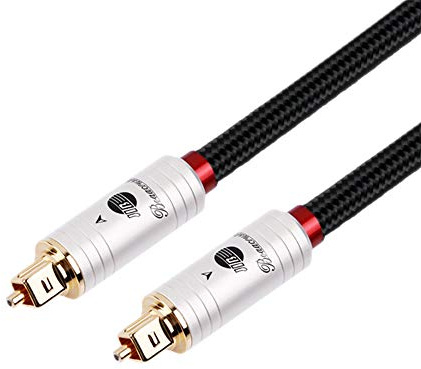 JIB Boaacoustic Blackberry TOSLINK optisches Digital Audiokabel Licht Wellenleiter S/PDIF 24K vergoldet 6 mm Ø (schwarz, 3M)