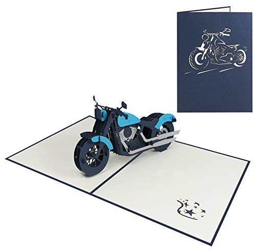Sweetpopup® 3D Pop Up Karte Gutscheinkarte Geldgeschenk Glückwunschkarte Geburtstag Männertag Vatertag Motorradfahrer Biker | Klappkarte Motorrad 009