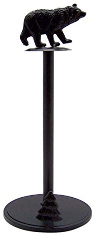 Country Log Cabin Decor Metal Bear Paper Towel Holder, 15 Inch