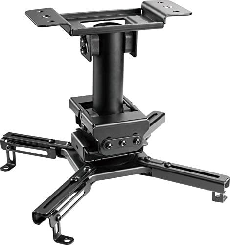 VIVOLINK - Heavy-Duty Projector Ceiling Mount - Small - For Pitched or Flat Ceiling - Fixed Ceiling Distance: 25.5cm - Projector Hole Distance: 13-47cm - Max Loading Capacity: 35kgs - Black