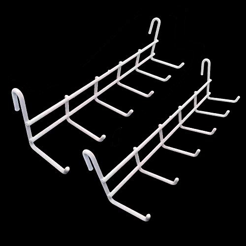 WUZILIN 2 Pack Weiß Grid Hooks Rack für Wandgitter, Aufhängehaken für Wandgitteraufbewahrung und Display ， Größe 26 * 6 * 7cm