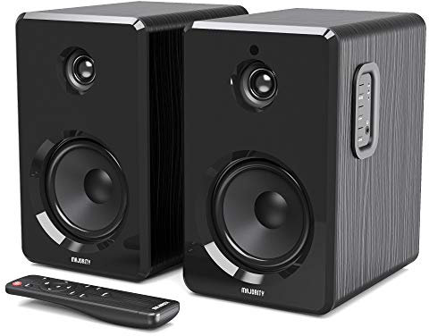 Majority Altoparlanti da scaffale attivi D40 | Altoparlanti stereo da studio alimentati | Potente suono amplificato a 2.0 canali | Bluetooth, ottico, RCA, USB e riproduzione AUX I Controlli digitali I