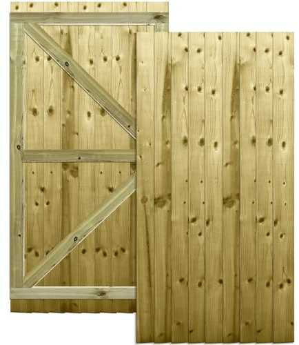 Premier Garden Supplies Garden Gate Height: 6ft (180cm High) Feather Edge Fully Framed Flat Top Pedestrian Pathway Garden Footpath Gate [Width 90cm] NO HINGE PACK
