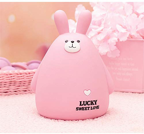 Sparschwein mit langen Ohren, Kaninchen-Cartoon, niedliches Kinder-Sparschwein, Münzen können aufbewahrt werden, das Vinyl kann nicht zerbrochen werden, die Kleingeldbox ist klein, rosa.