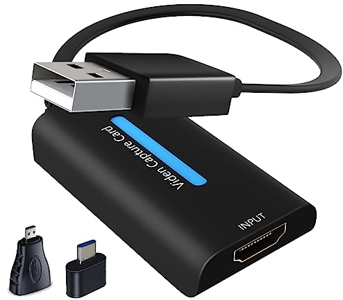 Tihokile Video Capture Card 4K, HDMI to USB Capture Card Device 1080P HD Video Capture Device for Broadcast Live Streaming Game Compatible with Windows Mac OS