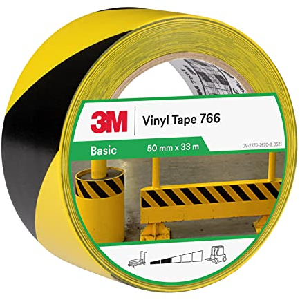 3M Nastro di segnalazione 766, Nero/Giallo, 50 mm x 33 m