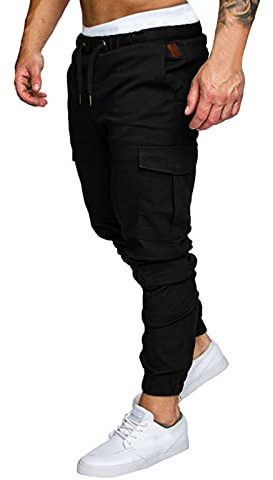Kobilee Pantaloni Cargo Uomo Vintage Elasticizzati Elastico Pantaloni Sportivi Slim Fit Larghi con Tasche Cotone Pantaloni da Lavoro Leggeri Estivi Militari Pantaloni Casual Pantaloni Tuta