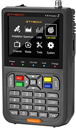 GT Media V8 Finder2 Satelliten Finder Meter Digital Sat Finder Messgerät Satellitenerkennung DVB-S2X Signalempfänger Decoder H.264 HD 3,5 LCD 4000mAh Zur Einstellung der Satellitenschüssel