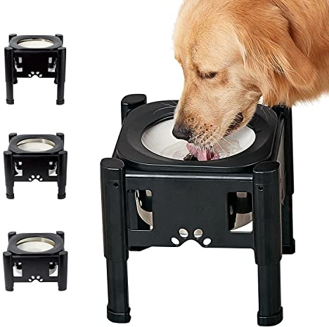 Pawque Elevated Dog Bowls, 80Oz Stainless Steel Water Feeder with 3 Adjustable Heights, Anti-Spill Design for Small to Medium Sized Dogs