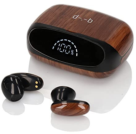 d-.-b PROCESOR Écouteurs Intra-Auriculaires Bluetooth 5.2 imitant Le Bois dans Un Style rétro écouteurs sans Fil Premium - écran numérique-réduction du Bruit HD- qualité sonore HiFi