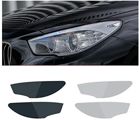 Qmzmro Auto Scheinwerfer Folie,Für BMW GT F07 2010-2017 Autoscheinwerfer Schutzfolie Scheinwerfer Restaurierung Transparent Schwarz TPU Aufkleber