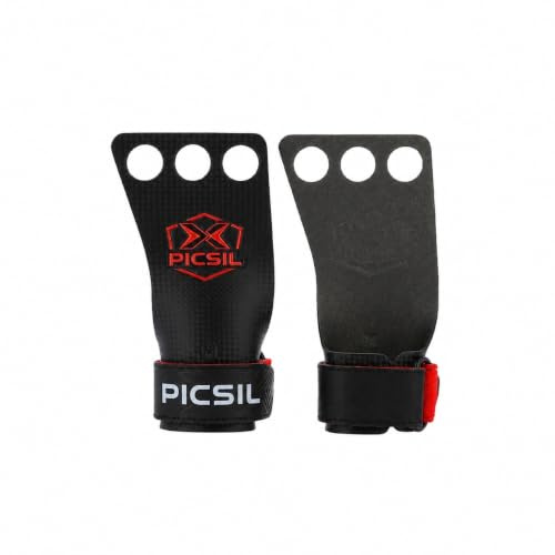 PICSIL RX Grips – Fibre de Carbone - Performance avec Magnésie | Double couche de carbone ultra-légère. Adhérence maximale avec magnésie. Idéal pour Cross Training, WOD et Gymnastique.