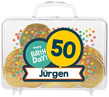 Cera & Toys® Geburtstags-Geldgeschenk Koffer mit eigenem Aufdruck Happy Luftballon