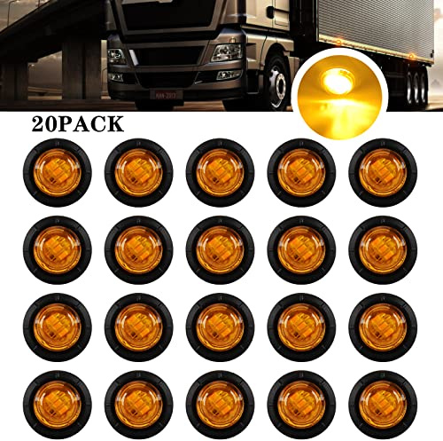 Sidaqi 3/4 Rond Ambre LED Avant Arrière Side Marker Clignotants Lumière 12 V Étanche Feu de gabarit Remorque Feu de position latéral pour remorque, camion, voiture, camping-car (lot de 20)