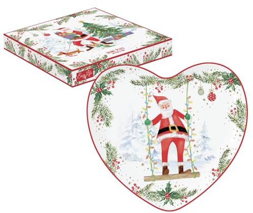 Easy Life CAJA PLANA EN FORMA DE CORAZÓN 20X19 CM EN PORCELANA JOYFUL SANTA