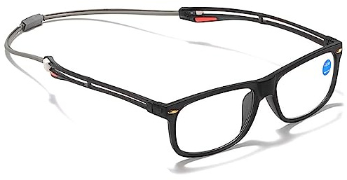 Lanomi Lesebrille Damen Herren Lesehilfe Blaulichtfilter mit Magnet Einstellbare Bügel Magnetverschluss Clip Sehhilfe zum Umhängen Magnetbrille mit Stärke