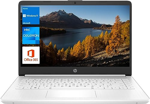 HP Laptop portatile, per studenti e affari, display HD da 14 pollici, Intel Quad-Core N4120, 8 GB di RAM DDR4, 64 GB eMMC, 1 anno Office 365, webcam, lettore di schede SD, HDMI, Wi-Fi, Windows 11 Home