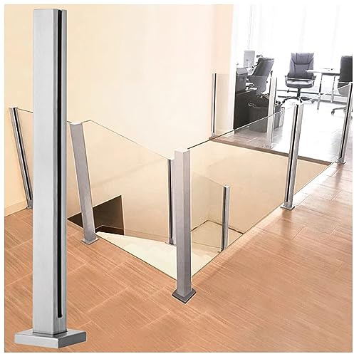 Tempered Glass Railing Project System, Garden Stairs Balustrade Post Balcony Pool Fence Clamp, Stainless Steel Square Glass Spigots, Commercial Deck Banister Column ( Color : Deep Coffee , Size : 145c