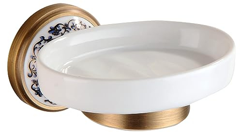 Seifenschale aus Messing, Antik-Bronze, Seifenhalter, Wandmontage, Badezimmer-Zubehör, Porzellan-Design