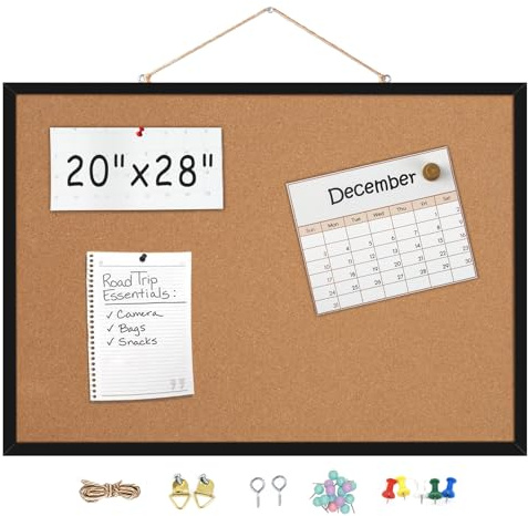 50,8 x 71,1 cm Korktafeln für Wände mit schwarzem Holzrahmen, 1 Stück, Whiteboard und Korktafel, doppelseitig, Bürotafel für Wand-Organizer, Pinnwand zum Aufhängen, Pinnwand für Schule, Zuhause, Büro