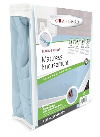 Guardmax Jersey Knitted Full XL Zippered Mattress Encasement - Waterproof & Bed Bug Proof Mattress Protector - Comfortable, Soft, and Noiseless Zippered Bedding - Dust Mite Proof (54 x 80 x 12)