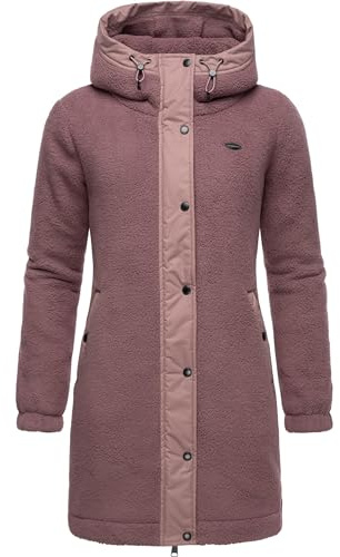 Ragwear Damen Fleecejacke kurze Teddyfleece-Jacke warm mit Kapuze Cousy Mauve24 Gr. M