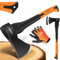 MASKO® Spaltaxt Spaltbeil Axt Beil Spalthammer Spaltkeil FIBERGLAS-Stiel + Handschuhe Die Perfekten Werkzeuge für Garten und Wald Universal | Robust | Langlebig | Rostfrei | Holzbeil 1000g