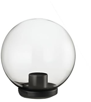 GLOUPIE Lanterna Per Palo Rotonda Glide, IP44 Con Potenza Massima 75 W, D. 30 x L 14,8 Cm, Corpo In Termoplastica E Sfera In Plexiglas, Completa Di Porta Lampada E27 E Attacco A Colonna Da Ø 60 Mm