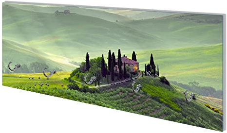 Wallario Wandgarderobe aus Glas in Größe 80 x 30 cm mit Memoboard-Funktion, Motiv: Toskana in Italien | 5 Kleiderhaken zum Aufhängen von Jacken
