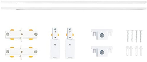 VANoopee H Track Lghting Rails 8FT H Type Track Light Rails White H Track Rail Kit, End Caps & Live End Feed Connector Included, Compatible with Single Circuit 120V H Style Track System & Track Heads