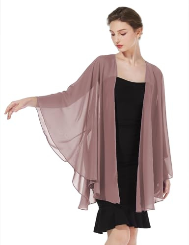 BEAUTELICATE Chal Mujer Fiesta Capa Gasa Con Sisas Verano Bufanda para Bodas Elegante Ligero (Desert Rose)