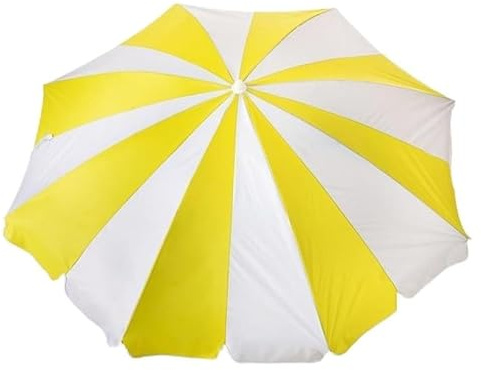 Creaciones Llopis Sombrilla Playa Protección UV 50+, 8 Varillas y 16 Paneles (Rayas Amarillo, 240 cm.)