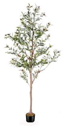 PlusFive Olivenbaum Künstlich, 180cm Künstlicher Olivenbaum, Künstliche Pflanzen Groß, Kunstpflanzen Groß Wie Echt für Indoor Outdoor Haus Büro Balkon Moderne Dekoration Housewarming Geschenk (6FT)
