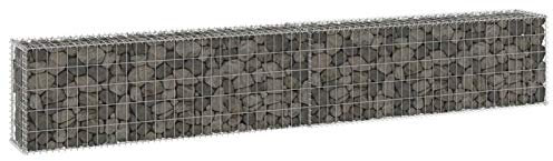 Iiaky Gabion Wall with Covers Galvanised Steel 300x30x50 cm,Gabion Wall Mesh Wire Stone Basket Galvanised Iron Stone Basket Outdoor Spiral Planter Retaining Wall