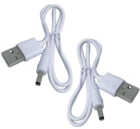 Câble de Chargeur USB vers CC 3, 5x1, 35mm, PVC Cuivre, 2 Pièces | Adaptateur Blanc, Protection Surtension et Surintensité, pour Appareils et Lampes de Table