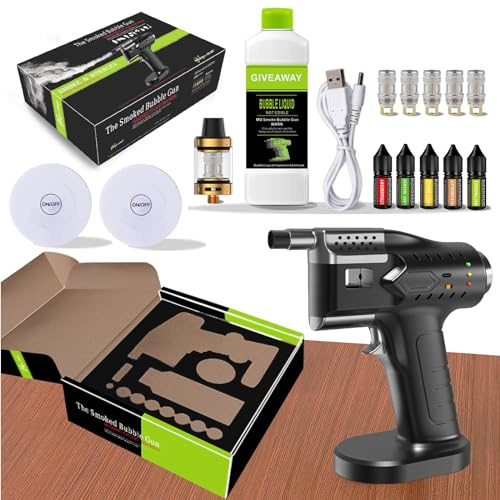 FJZFU Kit de fumoir à cocktail, pistolet à bulles rechargeable par USB avec 5 saveurs, kit de fumage à cocktail pour cocktails naturels, pistolet à bulles pour maîtrise professionnelle de bar,