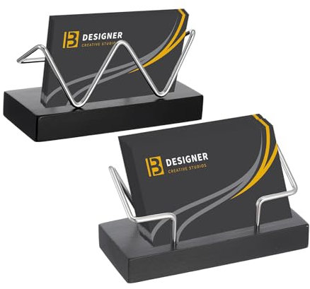 Sibba Visitenkartenständer Holz Visitenkartenhalter für den Schreibtisch Visitenkarten Aufbewahrung Visitenkartenbox Displaybox Flyerständer Ausstellung Messestand Zuhause Büro Sammlung(W,Schwarz)