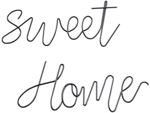 HOMMDECO Home Sweet Metall-Wandkunst, Dekoration, schlicht, modisch, langlebig, minimalistisch, Wanddekoration, kann Wohnzimmer, Tür, Büro, Schlafzimmer, Badezimmer, Hotel dekorieren (schwarz), 2