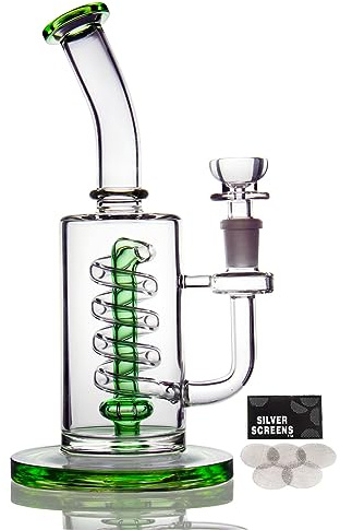 Glass Smoke with Tornado Percolator, Bong - 14.5mm Water Bong Bowl, Green