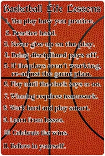 Basketball Life Lessons Vintage Metal Aluminum Tin Sign Door Signs Exterior Home Cave Garage bar Country Poster Club Wall Plaque Decoration Retro Aluminum Sign 8x12