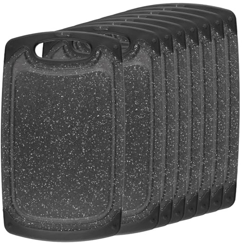 MUNGHOK Juego de 8 Tablas de Cortar de Plástico con Surco y Asa, Antideslizante, Apta para Lavavajillas, 25 x 14,8 cm, para Frutas, Verduras, Carne y Pan