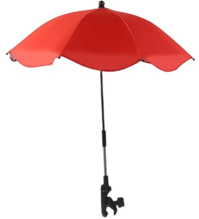 Oshhni Sombrillas para Silla de Playa, Cochecito, sombrilla, Abrazadera Ajustable de 360°, Resistente al desgarro, para terraza, Viajes, Patio, Pesca al Aire, Rojo