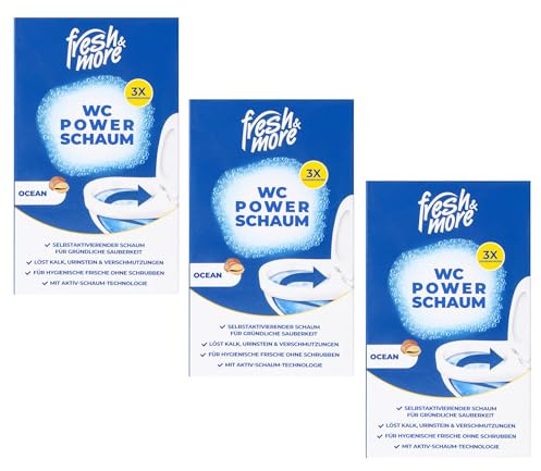 Fresh & More WC Power Schaumreiniger Pulver 9 x 100 g, Ocean | WC-Reinigungspulver, selbstschäumend, maritime Duftnote, 9 Portionen