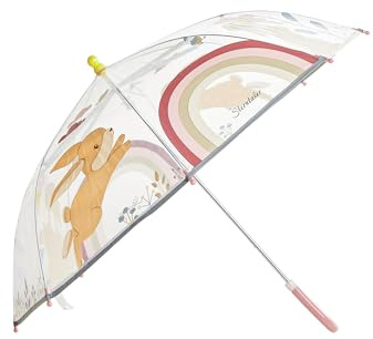 Sterntaler Regenschirm Hase Hanni - Kinderschirm mit Motivdruck & Klettverschluss - halbrunder Griff - leichte Handhabung - Durchmesser 70cm - für Mädchen - Outdoor Geschenk Idee, transparent