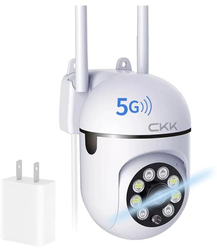 CKK 1080P Security Camera Wireless, 2MP PTZ WiFi Home Camera (2.4G/5G Dual-Band), 360° Pan/Tilt, Color Night Vision, Motion Alerts, 2-Way Audio, Compatible with Alexa, SD/Cloud Storage