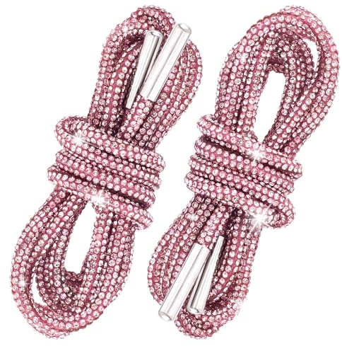 NANASUGUR 2 Pièces Lacets Ronds à Pailletés, Lacets de Remplacement en Strass Cristal Sangle de Corde pour Chaussures pour Pantalons Survêtement Capuche