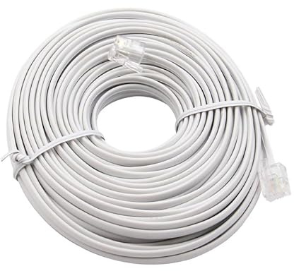 Generico Cavo di prolunga for telefono Internet modulare RJ11 6P4C maschio-maschio da 30 m/15 m/12 m/9 m/6 m/3 m(15m)